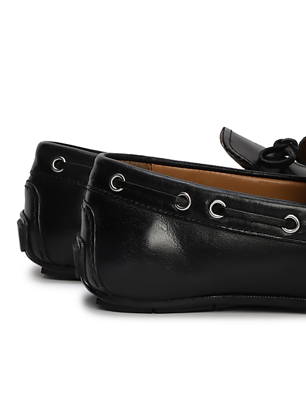 Pure Leather Plain Slip-on Loafers