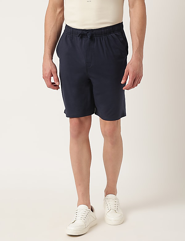 Cotton Blend Solid Shorts
