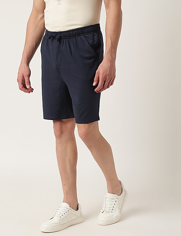 Cotton Blend Solid Shorts
