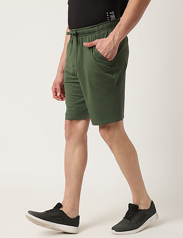 Cotton Blend Solid Shorts