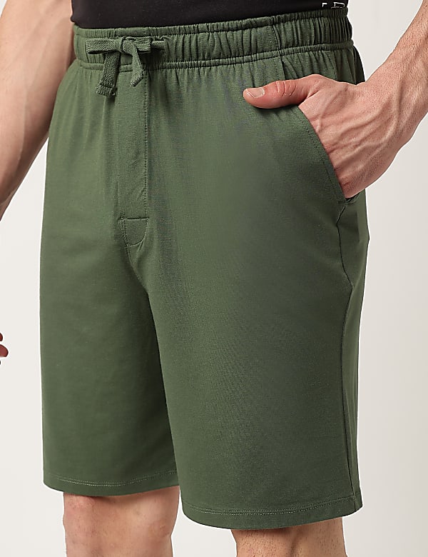 Cotton Blend Solid Shorts