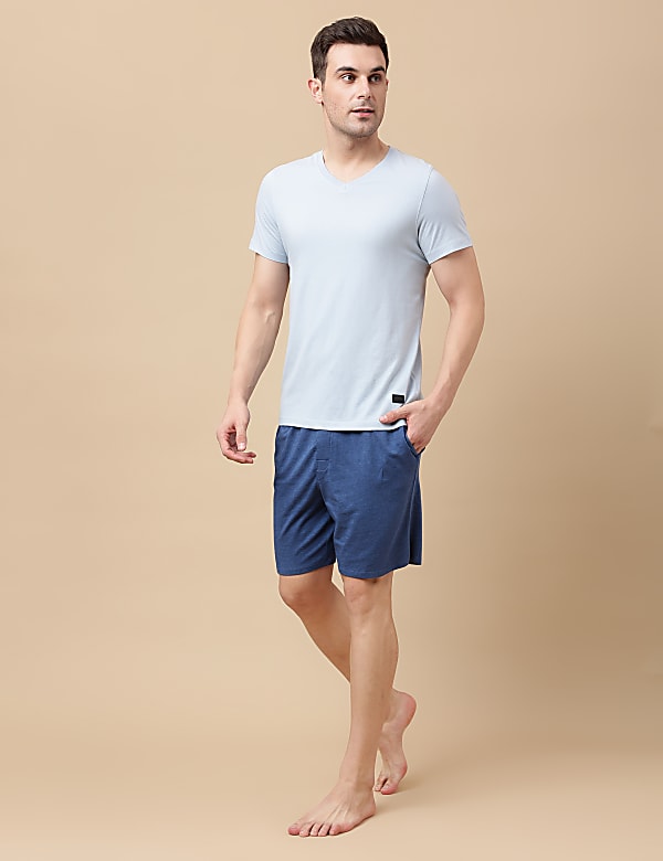 Cotton Blend Solid Shorts