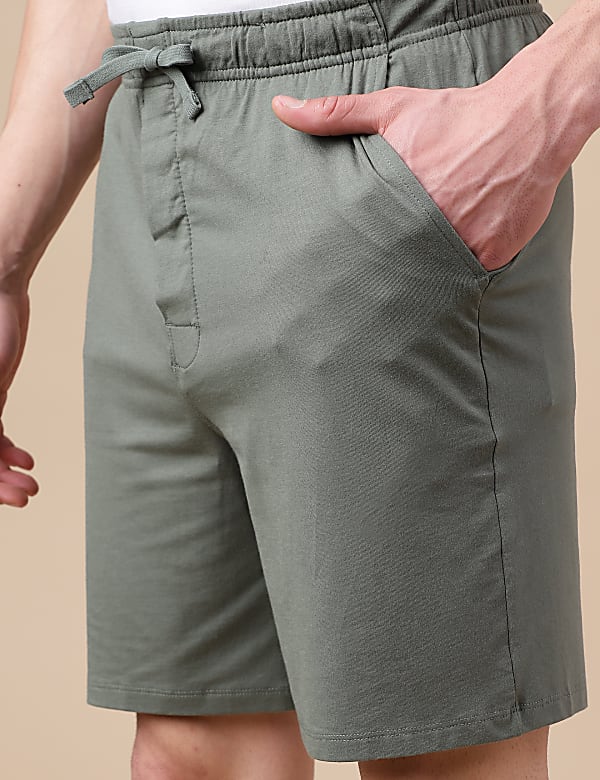 Cotton Blend Solid Shorts