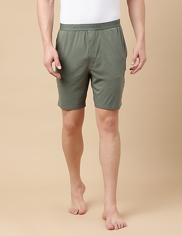 Cotton Blend Solid Shorts