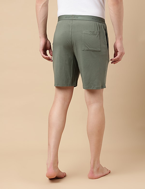 Cotton Blend Solid Shorts