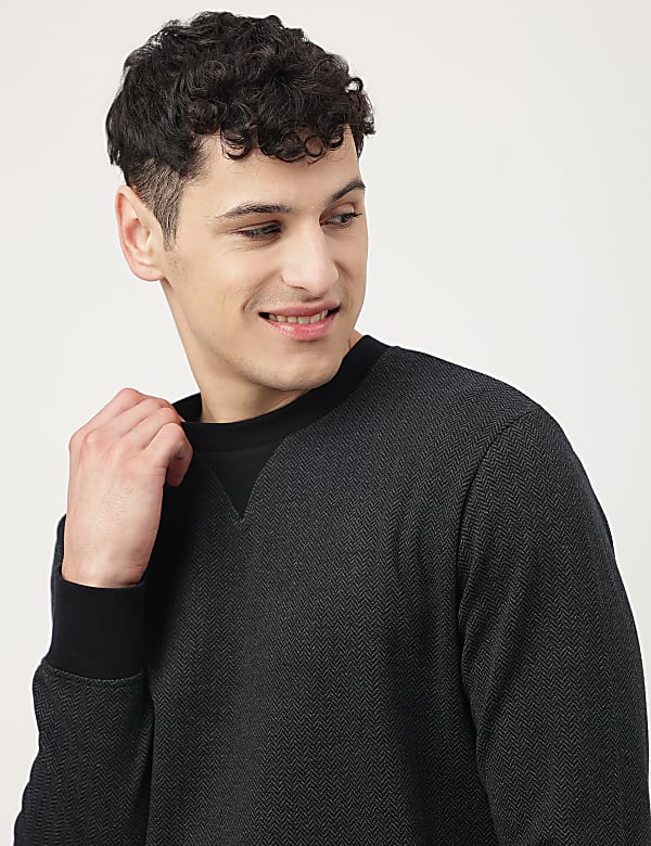 Cotton Mix Chevron Round Neck Sweatshirt