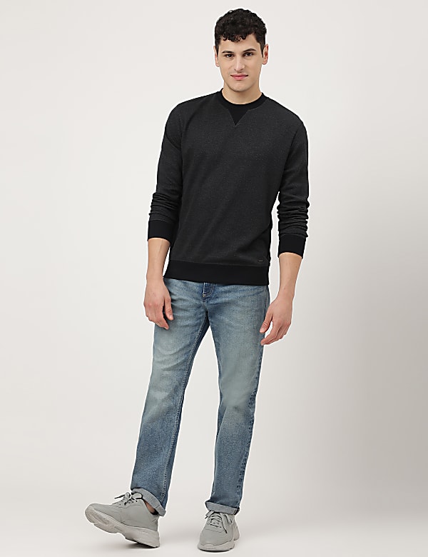 Cotton Mix Chevron Round Neck Sweatshirt