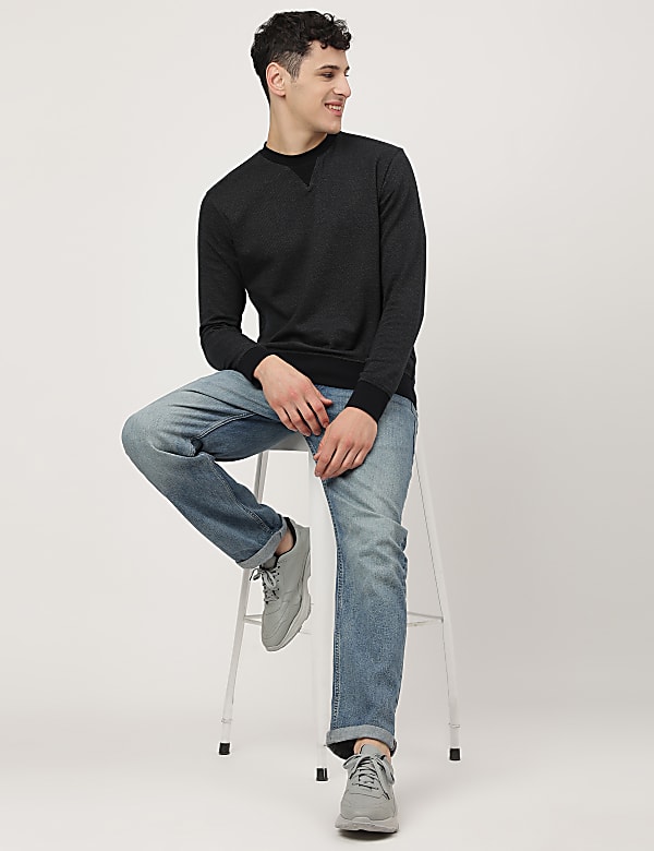 Cotton Mix Chevron Round Neck Sweatshirt