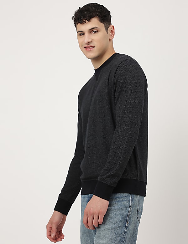 Cotton Mix Chevron Round Neck Sweatshirt