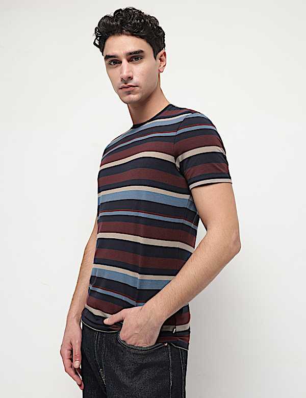 Cotton Modal Horizontal Striped T-Shirt
