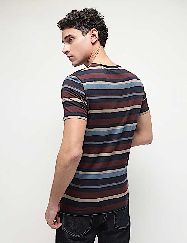 Cotton Modal Horizontal Striped T-Shirt