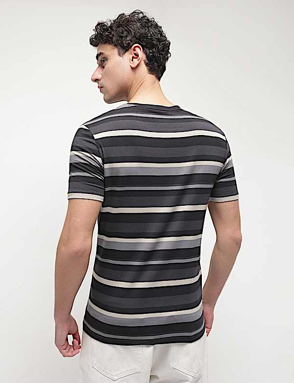 Cotton Modal Horizontal Striped T-Shirt