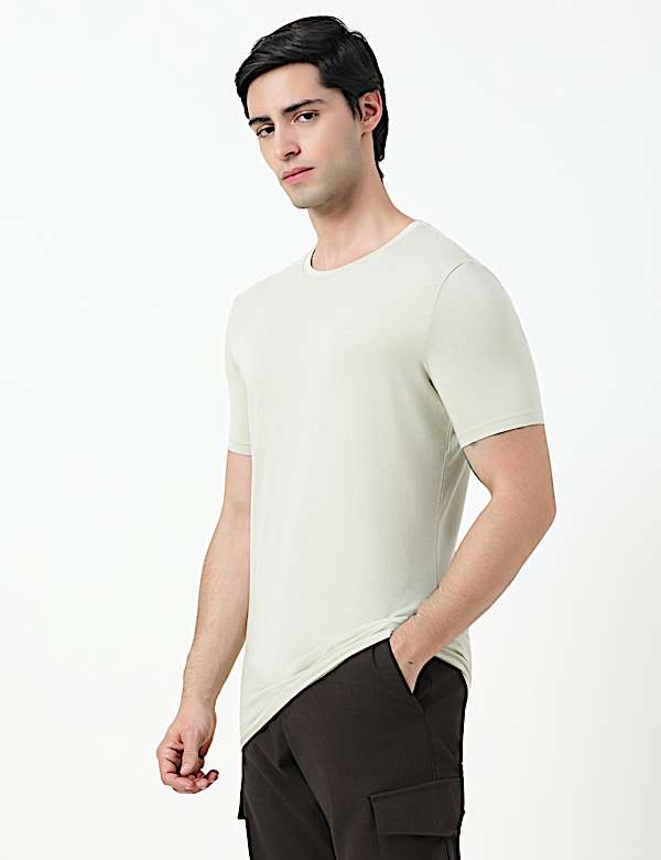 Cotton Rich Plain Crew Neck T-Shirt