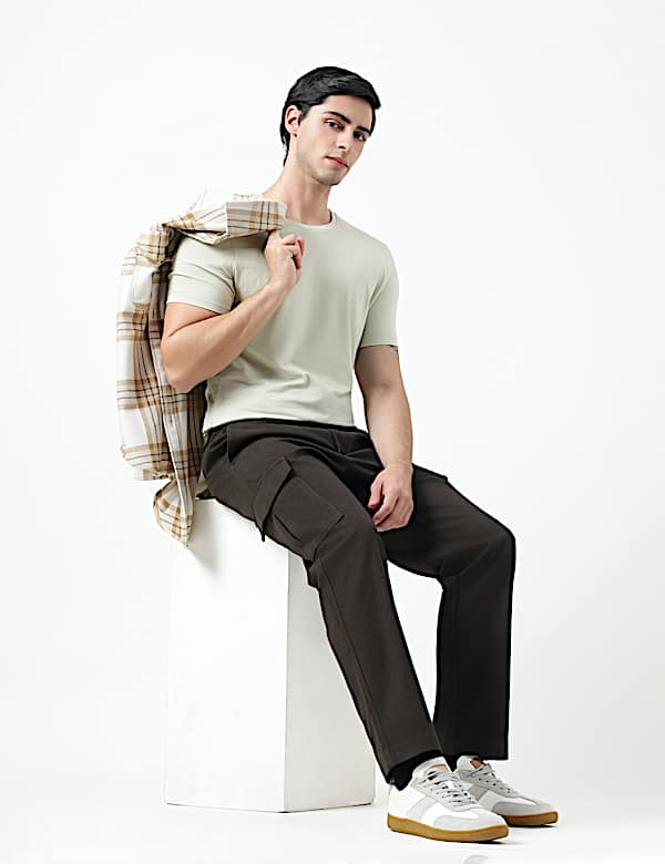 Cotton Rich Plain Crew Neck T-Shirt