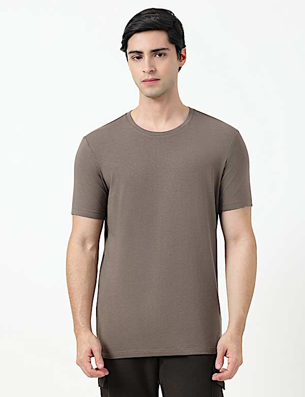 Cotton Rich Plain Crew Neck T-Shirt