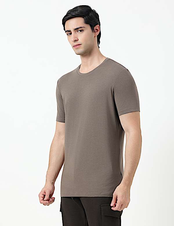 Cotton Rich Plain Crew Neck T-Shirt