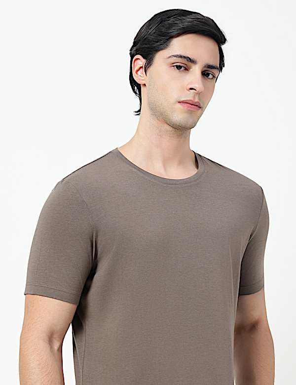 Cotton Rich Plain Crew Neck T-Shirt