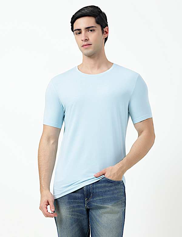 Cotton Rich Plain Crew Neck T-Shirt