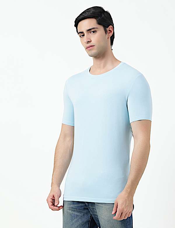 Cotton Rich Plain Crew Neck T-Shirt