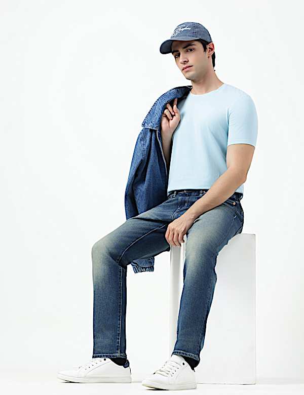 Cotton Rich Plain Crew Neck T-Shirt