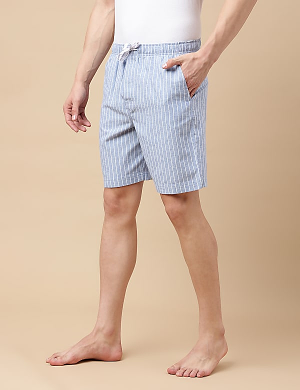 Cotton Blend Striped Shorts