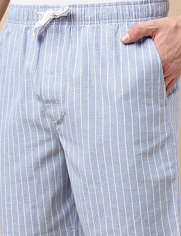 Cotton Blend Striped Shorts