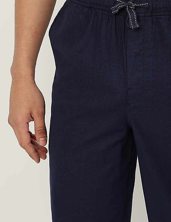 Cotton Blend Striped Shorts
