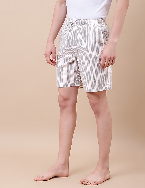 Cotton Mix Striped Relaxed Fit Shorts