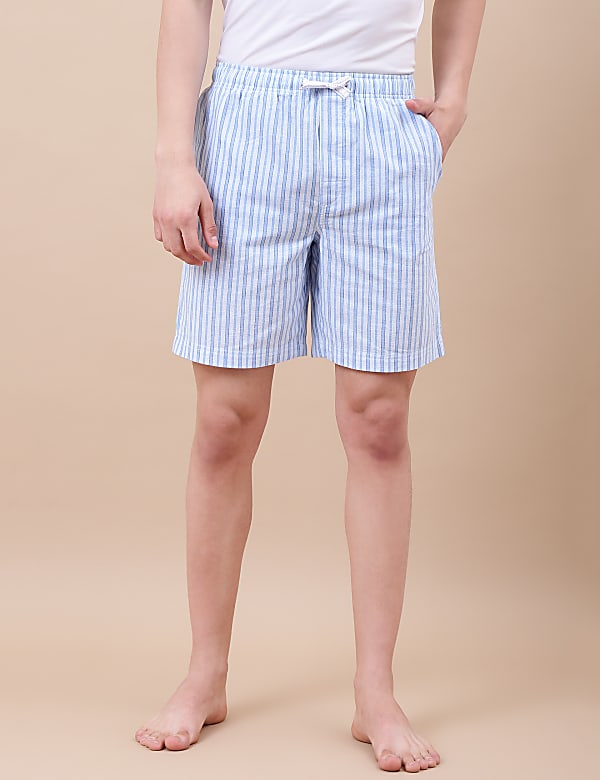 Cotton Mix Striped Relaxed Fit Shorts