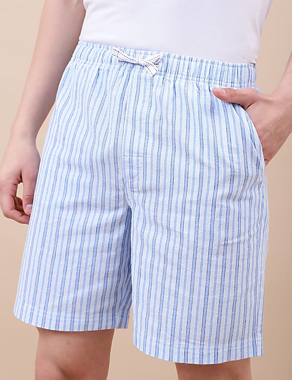 Cotton Mix Striped Relaxed Fit Shorts