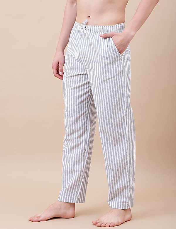 Cotton Mix Striped Relaxed Fit Pants