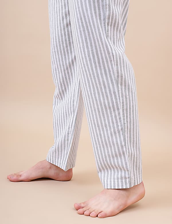 Buy Cotton Mix Striped Relaxed Fit Pants at Marks Spencer