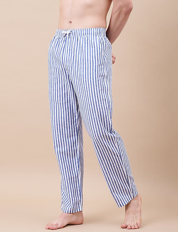 Cotton Mix Striped Relaxed Fit Pants