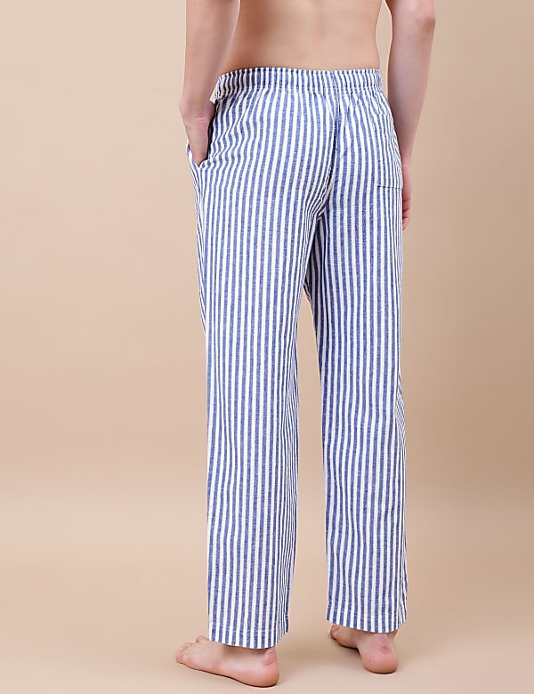 Cotton Mix Striped Relaxed Fit Pants
