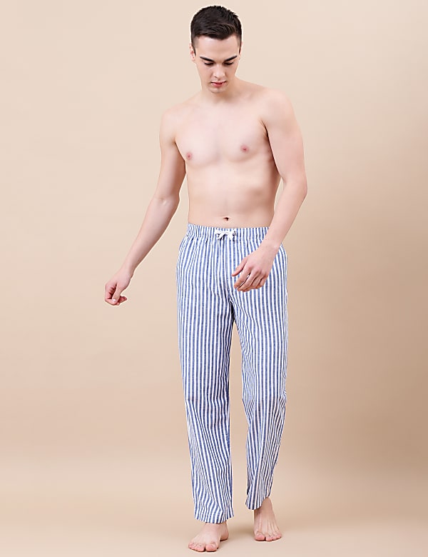 Cotton Mix Striped Relaxed Fit Pants