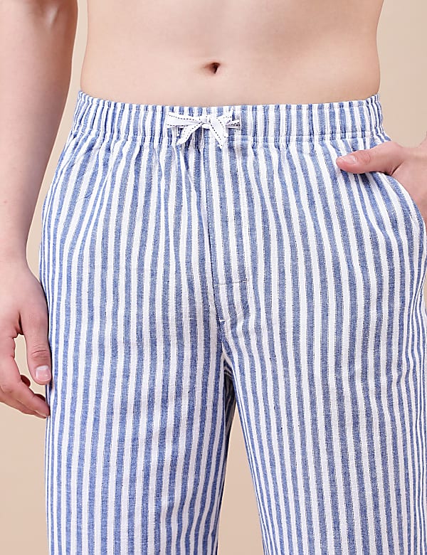Cotton Mix Striped Relaxed Fit Pants