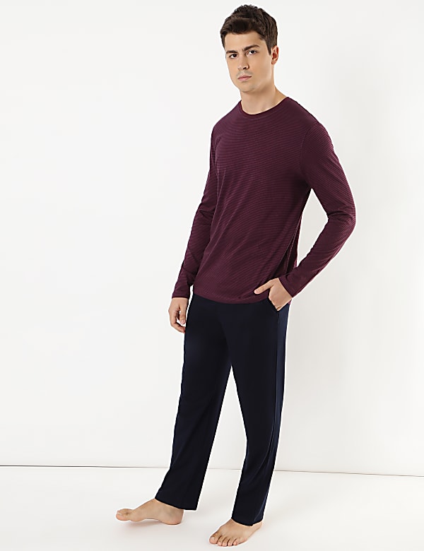 Pure Cotton Striped Crew Neck Pyjama Set