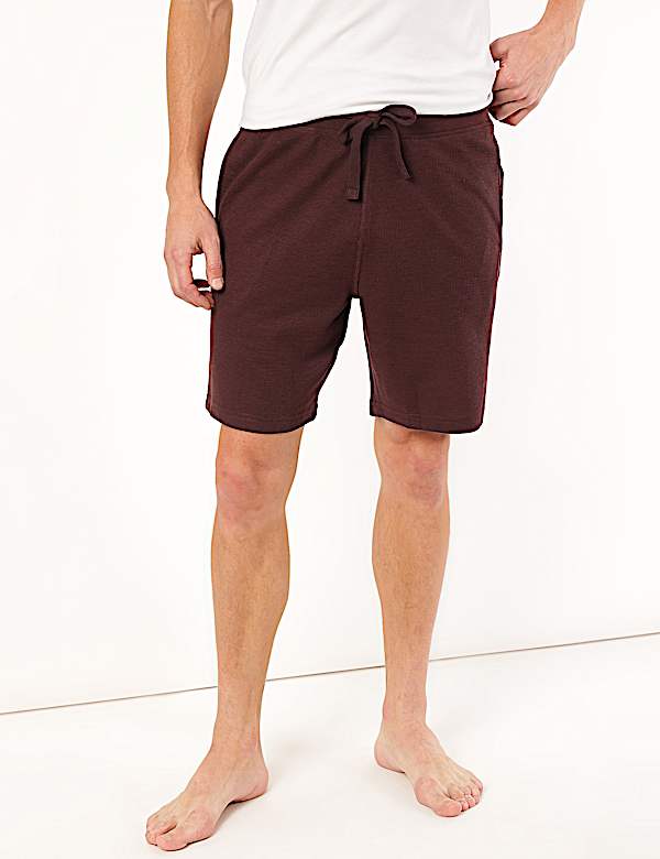 Cotton Blend Textured Shorts