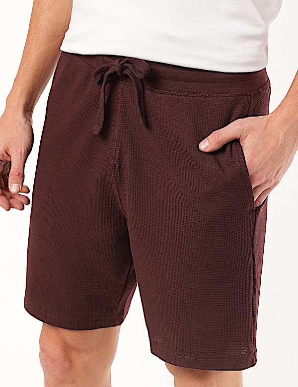 Cotton Blend Textured Shorts