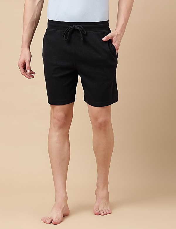 Cotton Blend Textured Shorts