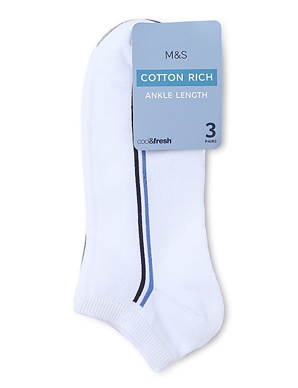 3 Pair Cotton Mix Plain Skinny Fit Socks