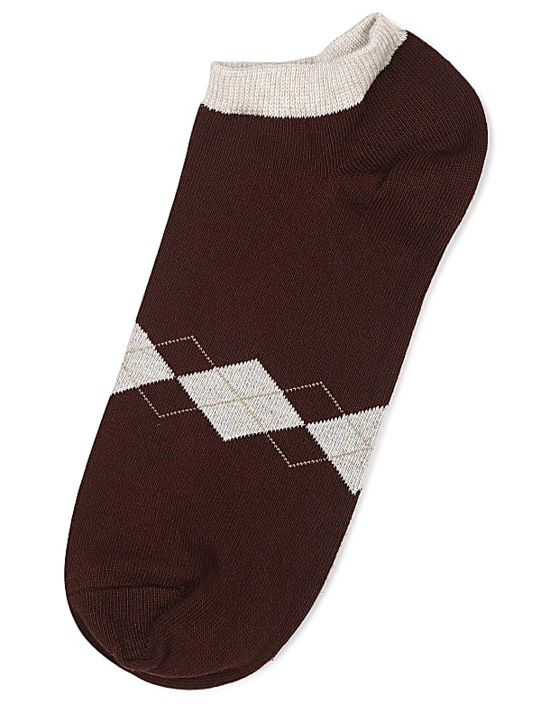 3 Pair of Cotton Mix Argyle Print Socks