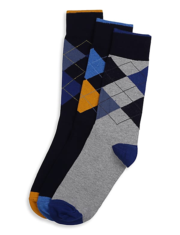 3Pk Argyle Design Socks