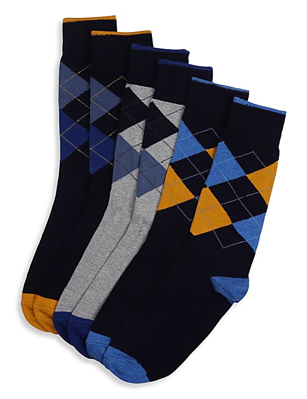 3Pk Argyle Design Socks