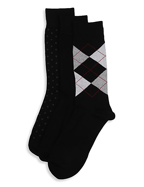 3Pk Argyle Design Socks