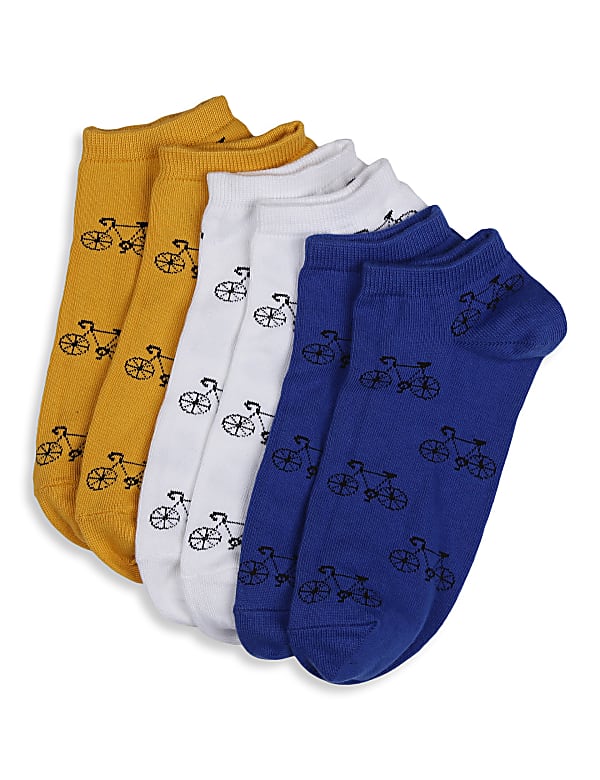 3Pk Cycle Print Socks