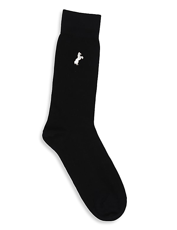 1Pk Gold Horse Emb Socks