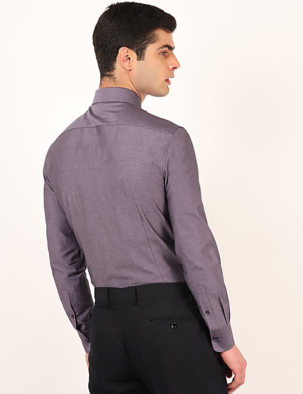 Pure Cotton Plain Spread Collar Shirt