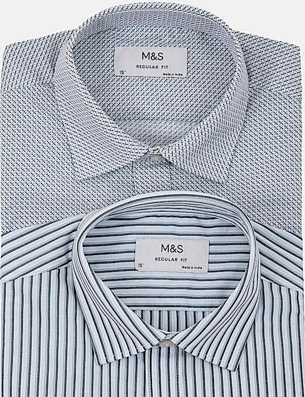 Full Sleeve Regular Fit Shirts, Pack Of 2