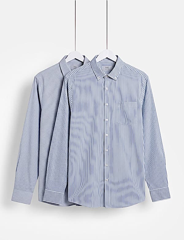 Full Sleeve Regular Fit Shirts, Pack Of 2